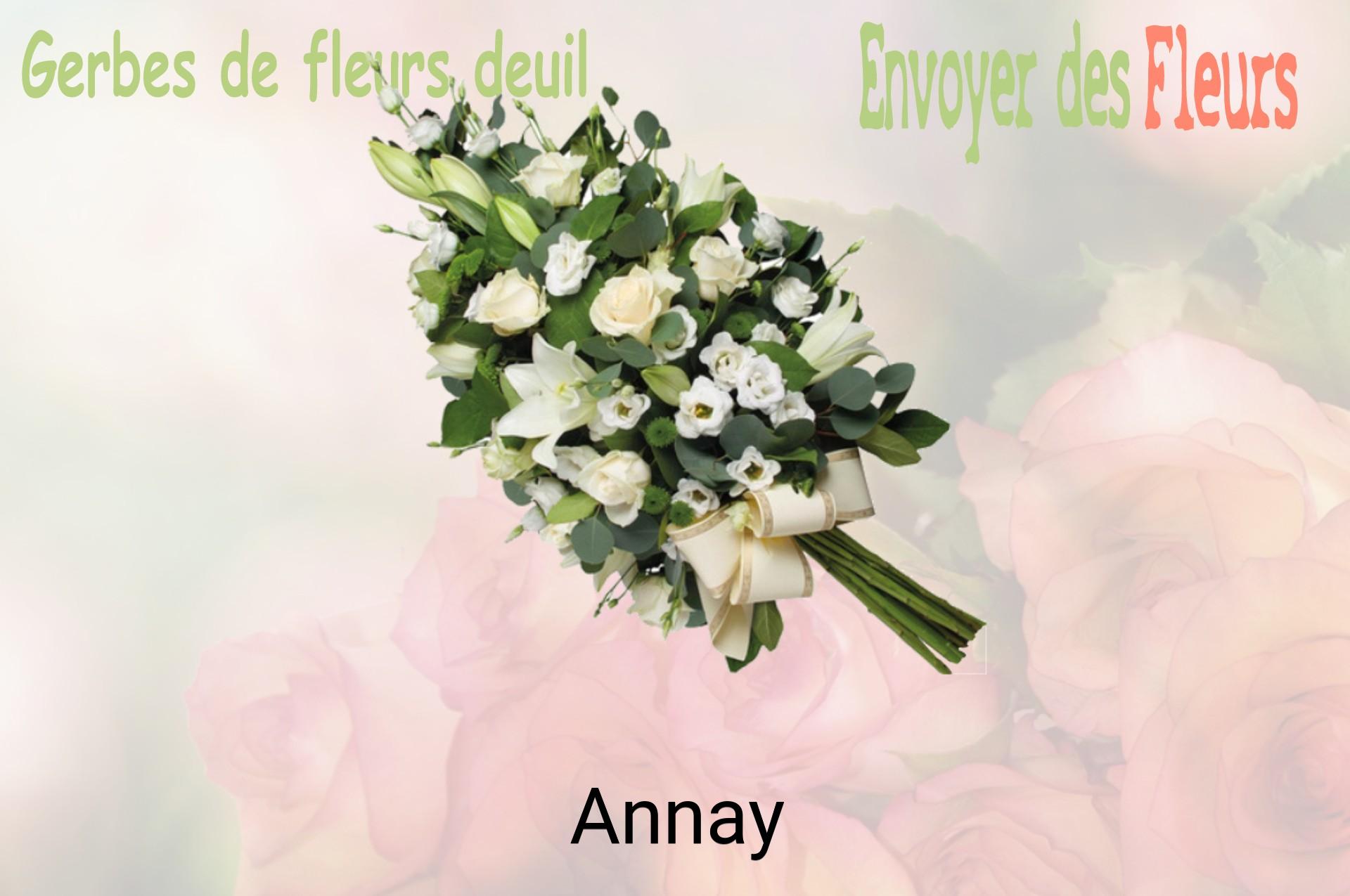 Gerbe de fleurs de deuil livrée à Annay